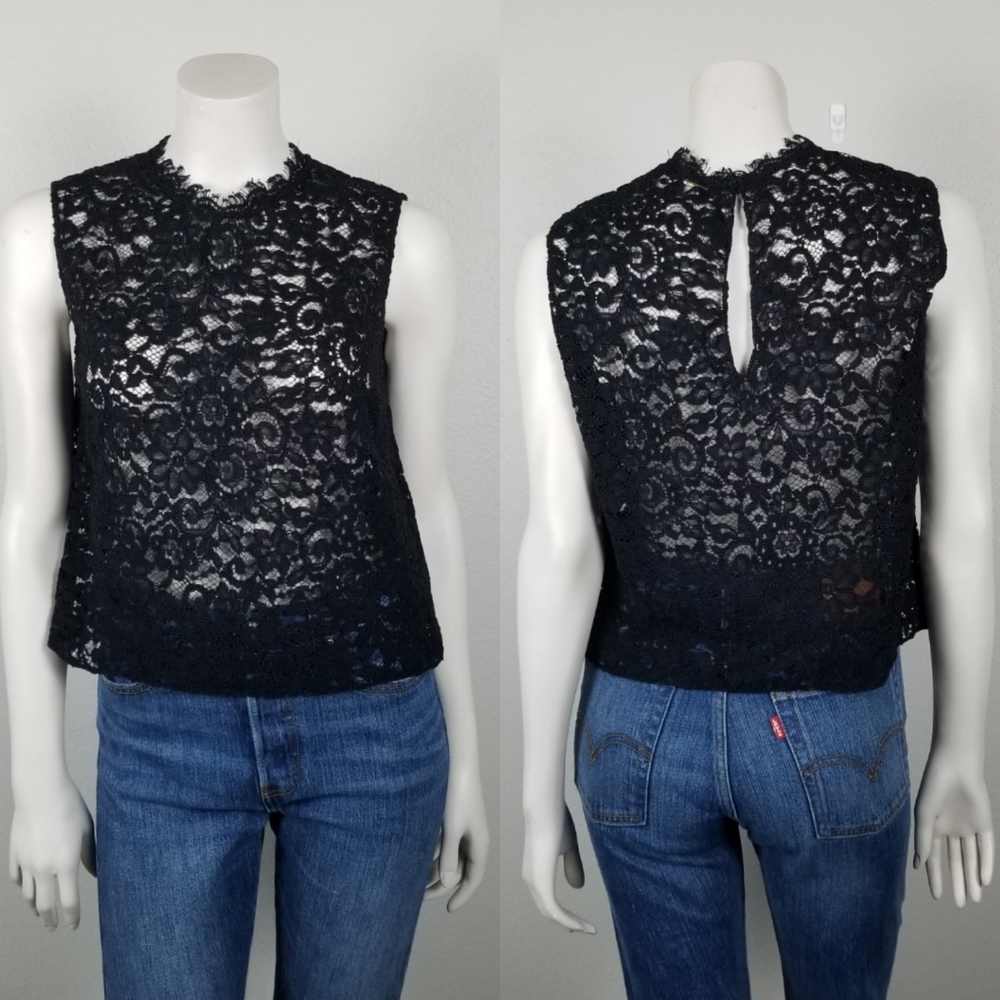 Saint Laurent 2016 Hedi Slimane Black Guipure Lace Top